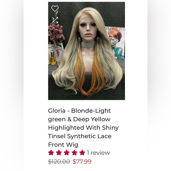 Brand new synthetic wig with tinsel. 13 x 1 parting space. 22 inches - Picture 14 of 14